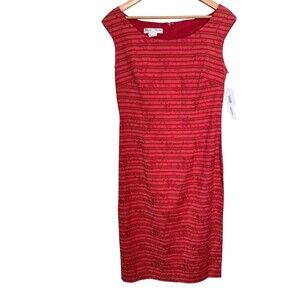 Vintage Maggy London Sheath Dress Floral Embroidered Sleeveless Womens 14